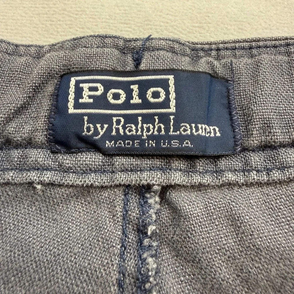 VTG 90s Polo Ralph Lauren Mens 40 X 31 Gray 100% Linen Drawstring Pants USA Made